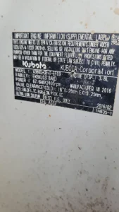 Takeuchi TL10 Skid Steer Kubota V3800 Engine Tag Takeuchi DPF Delete Kubota V3800 DPF Delete