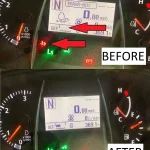 panel de control Kubota con luz DEF encendida